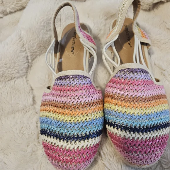 Comfortview Rainbow Striped Espadrilles - Picture 5 of 8